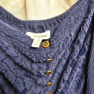 Maurices Blue Rayon long sleeve Peasant top XXL